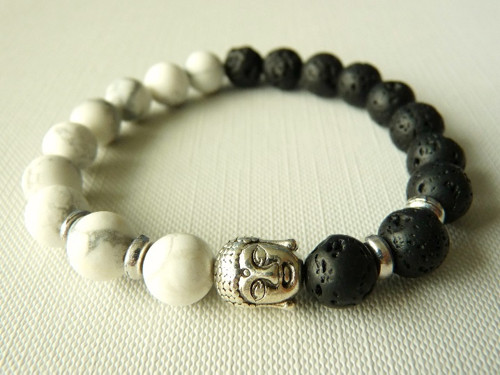 Náramek Buddha - Láva + Howlit — foto 2