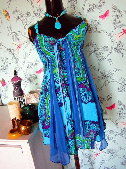Etno asymetric tyrkys top — foto 2