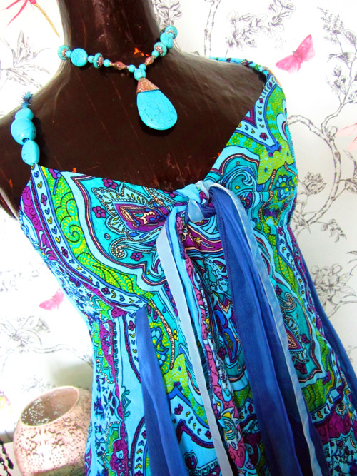 Etno asymetric tyrkys top — foto 3
