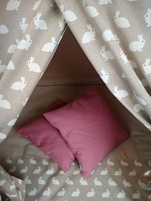 Dětské teepee bílí králíčci na režné — foto 4