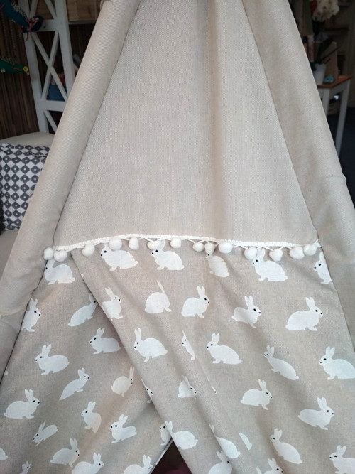 Dětské teepee bílí králíčci na režné — foto 5