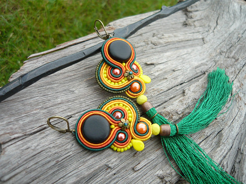 Soutache Náušnice Eben...v barvách Indie — foto 2
