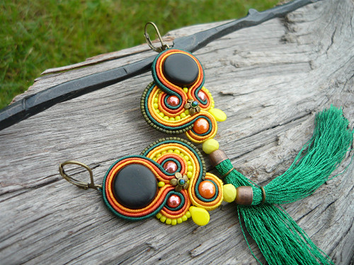 Soutache Náušnice Eben...v barvách Indie — foto 4