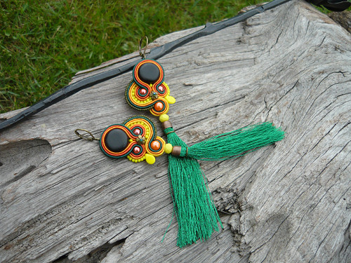 Soutache Náušnice Eben...v barvách Indie — foto 5