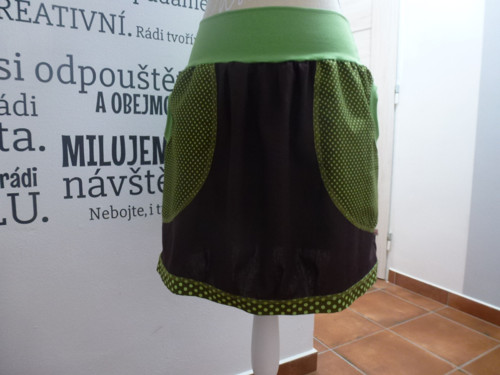 Sukýnkování - lněná, puntík kapsa — foto 2