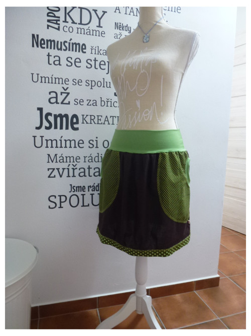 Sukýnkování - lněná, puntík kapsa — foto 4
