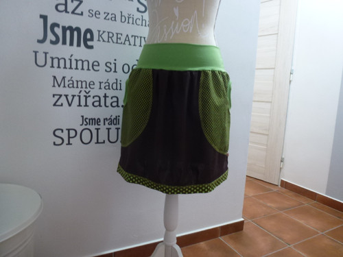 Sukýnkování - lněná, puntík kapsa — foto 5