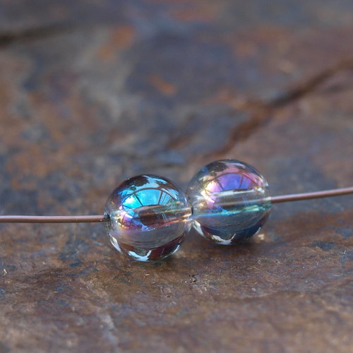 Křišťál aqua aura, 0,8cm, pár . — foto 3
