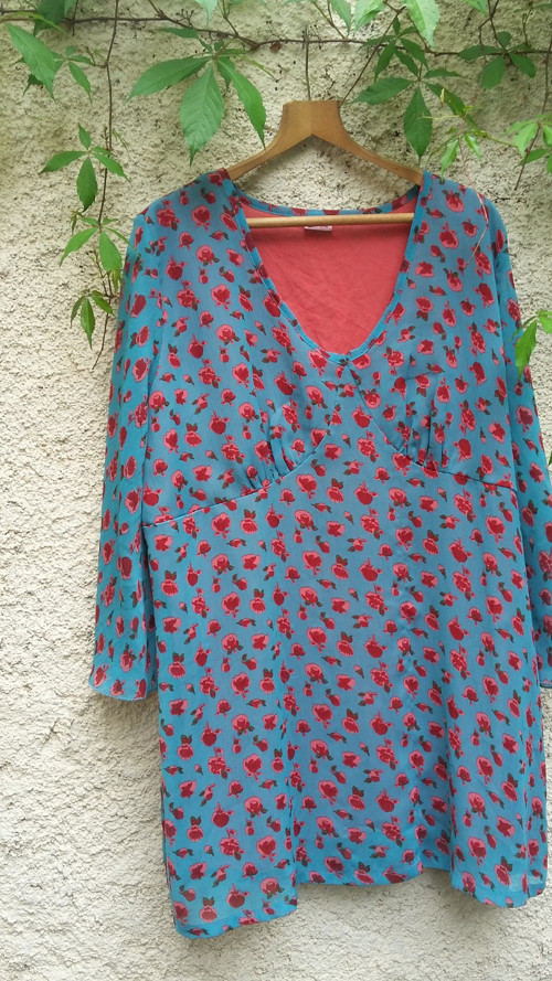 Tyrkys s růžemi...tunika 2/3XL — foto 3