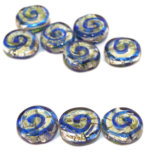 Stříbrná Modrá Zelená Lampwork korálky 925 — foto 2