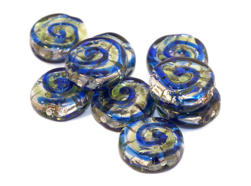 Stříbrná Modrá Zelená Lampwork korálky 925 — foto 3