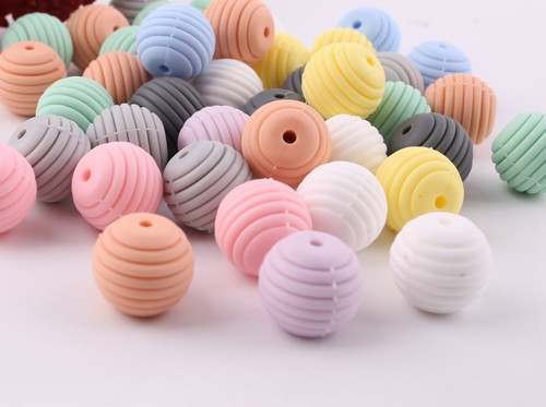 Vroubkované silikonové korálky 15mm (1ks) - mint — foto 2