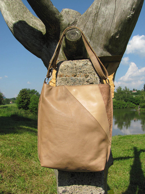 Kožená kabela "diagonalebeige" — foto 2