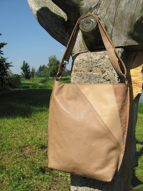 Kožená kabela "diagonalebeige" — foto 3