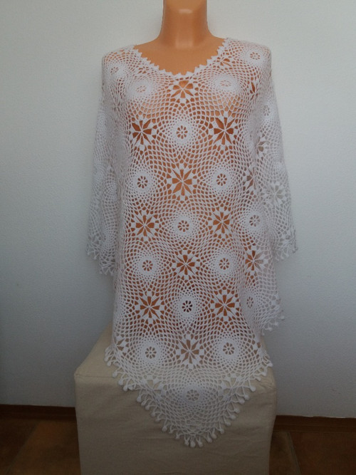 Bílé letní poncho — foto 3