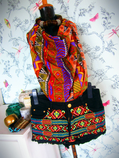 Boho jeans šortky black — foto 2