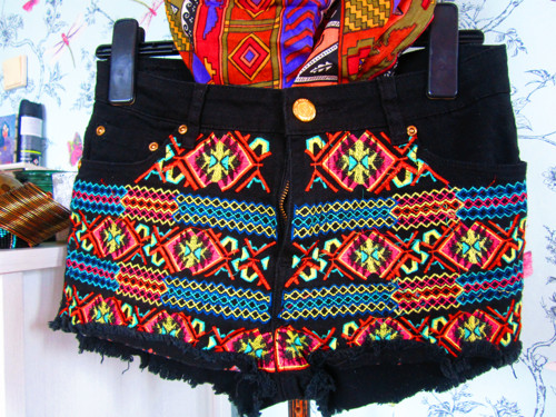 Boho jeans šortky black — foto 3