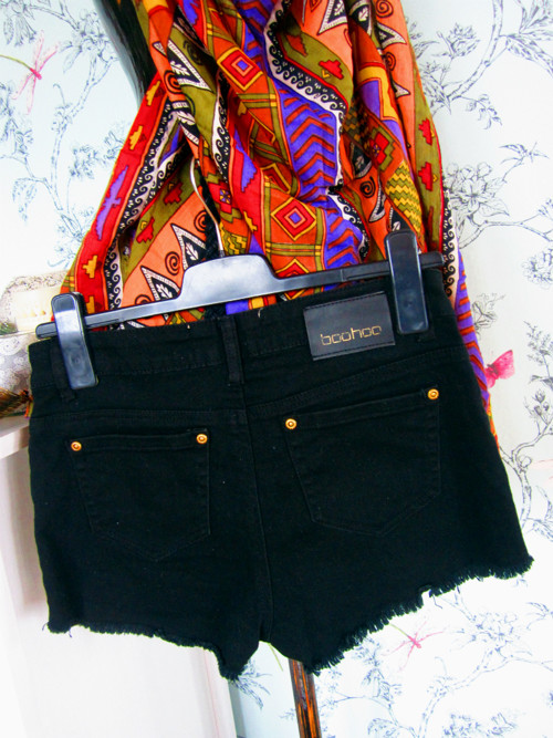Boho jeans šortky black — foto 4