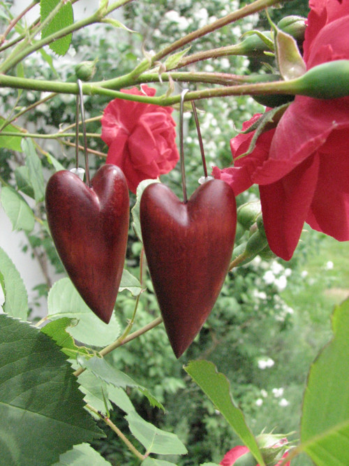 Srdíčkové náušnice v červené — foto 2
