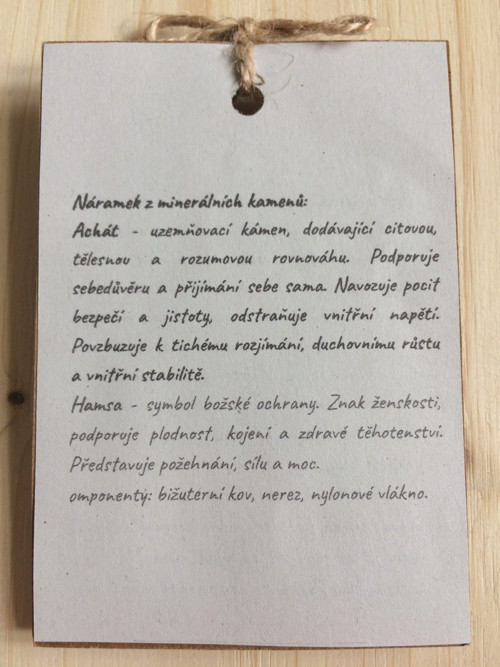 Náramek achát, hamsa — foto 2
