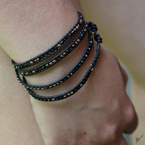 Černoměděný ... wrap náramek — foto 3