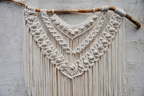 Modern macramé krémové XXL long — foto 2