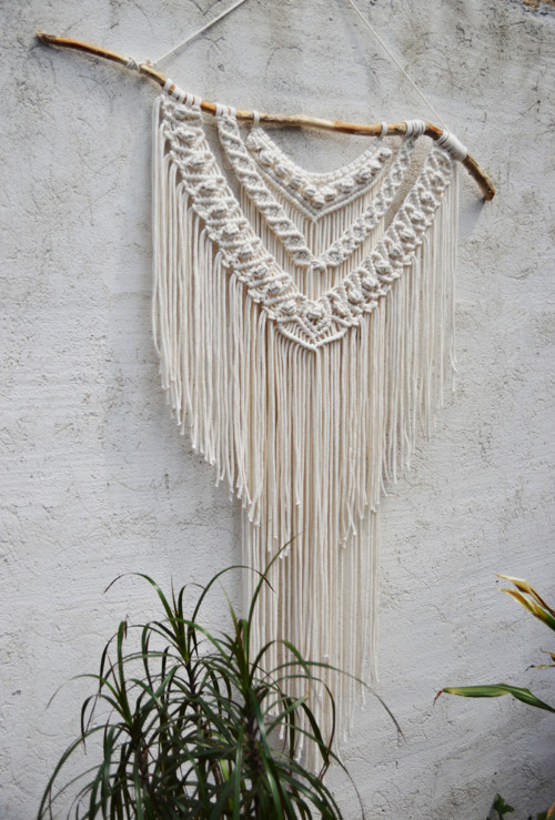 Modern macramé krémové XXL long — foto 4