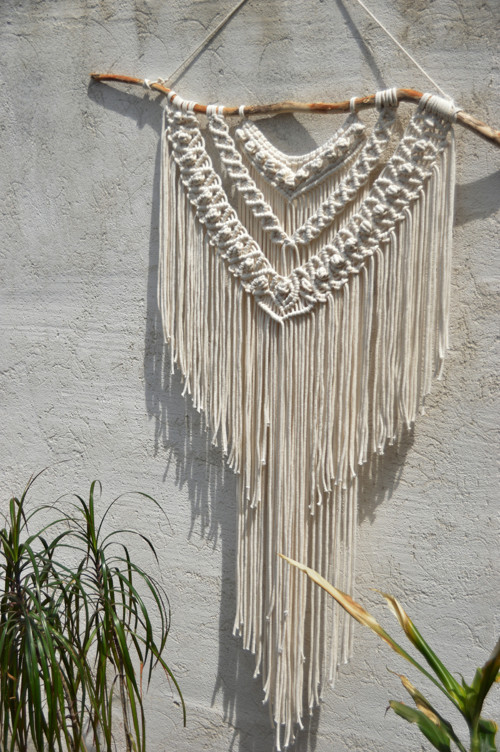 Modern macramé krémové XXL long — foto 5