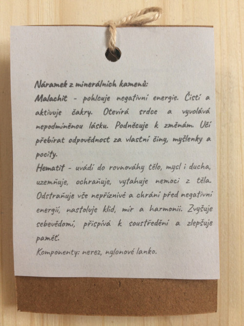 Náramek malachit, hematit — foto 2