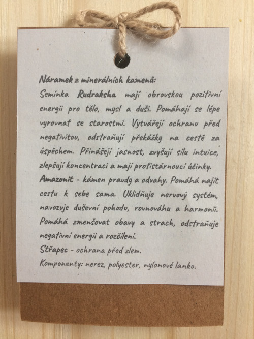 Náramek amazonit, rudraksha — foto 2
