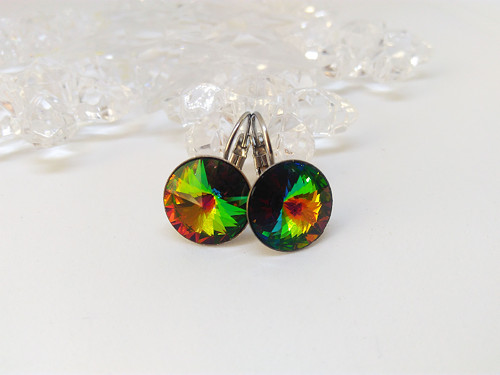 Náušnice NEREZ OCEL-Swarovski Vitrail Medium 12mm — foto 2