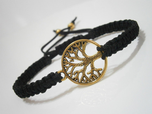 "Strom života" - černý náramek (macramé) - Unisex — foto 2