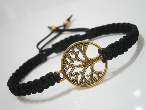 "Strom života" - černý náramek (macramé) - Unisex — foto 3