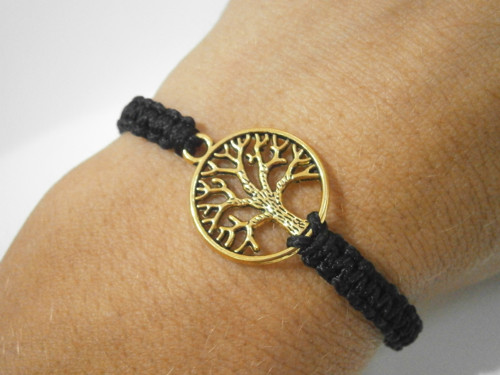 "Strom života" - černý náramek (macramé) - Unisex — foto 5