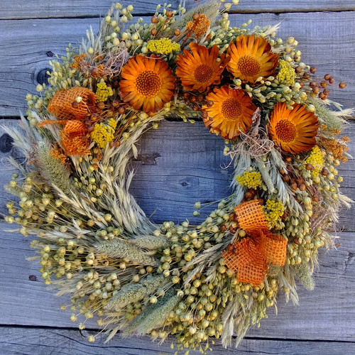 Věneček celoroční - 5x oranžová protea — foto 4