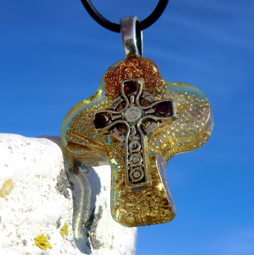 Keltský kříž s granáty* Citrín * Ochranný talisman — foto 3