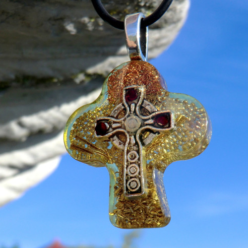 Keltský kříž s granáty* Citrín * Ochranný talisman — foto 4