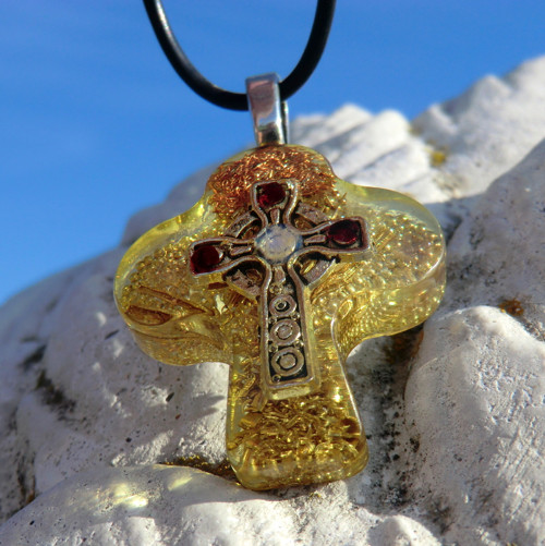 Keltský kříž s granáty* Citrín * Ochranný talisman — foto 5
