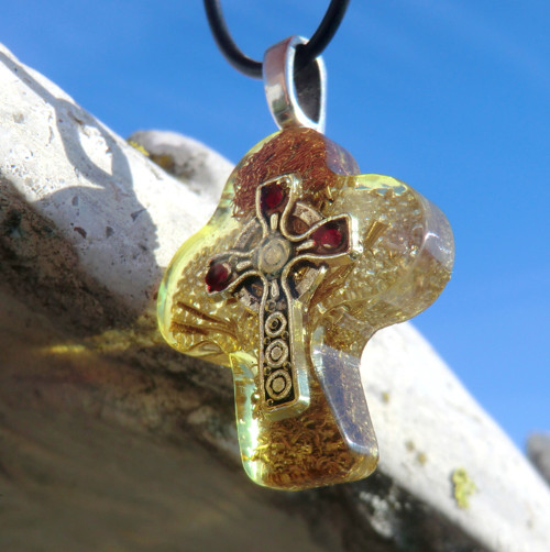 Keltský kříž s granáty* Citrín * Ochranný talisman — foto 6