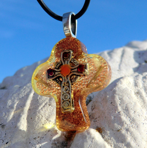Orgo Keltský kříž s granáty* Karneol * talisman — foto 2