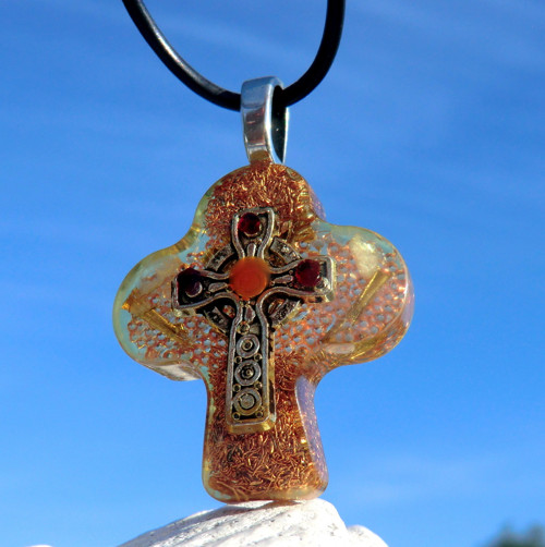 Orgo Keltský kříž s granáty* Karneol * talisman — foto 3