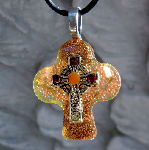 Orgo Keltský kříž s granáty* Karneol * talisman — foto 5