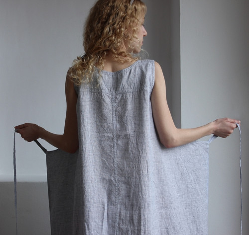 AGNES - šaty len - bílošedé — foto 5