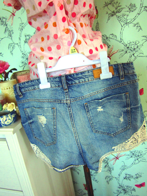Kraťásky jeans shabby chic — foto 4