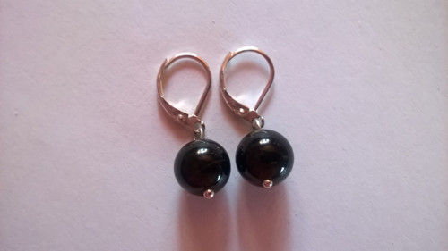 Náušnice: obsidián černý + stříbro — foto 3
