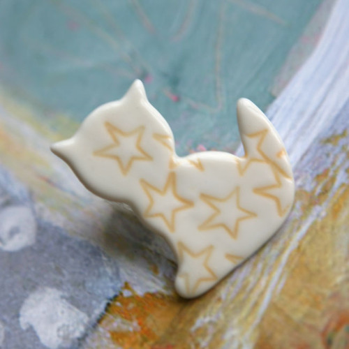 Hvězda... Kočka (porcelánová brož) — foto 2