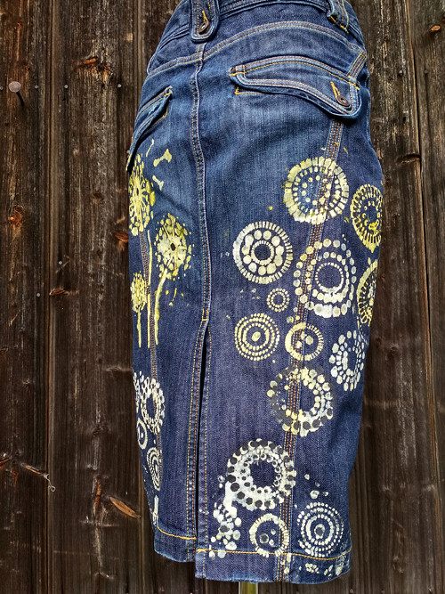 Denim sukně - pampelišky -recy — foto 3