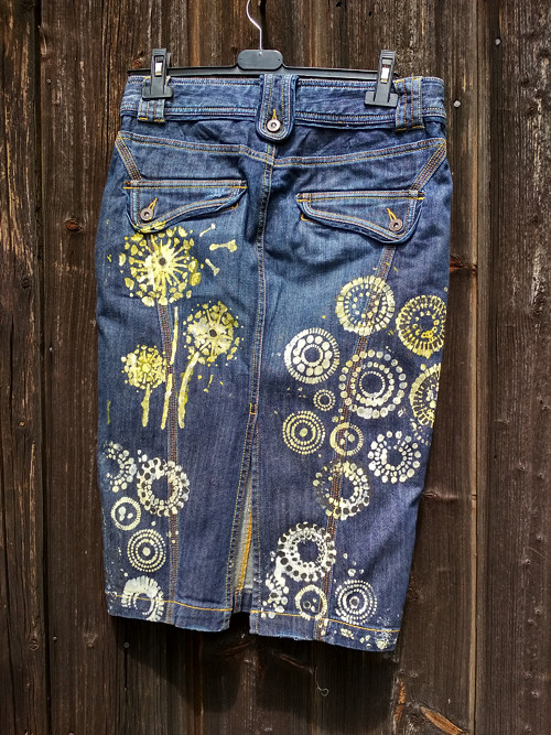 Denim sukně - pampelišky -recy — foto 5