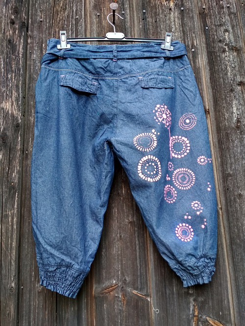 Harémky denim -pampelišky pink — foto 3