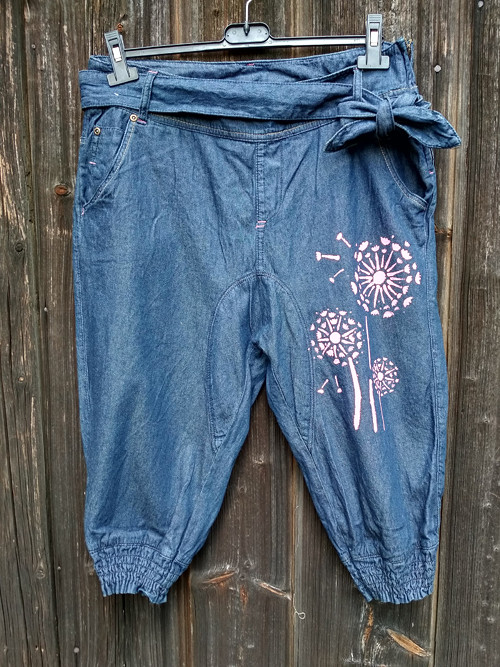 Harémky denim -pampelišky pink — foto 2